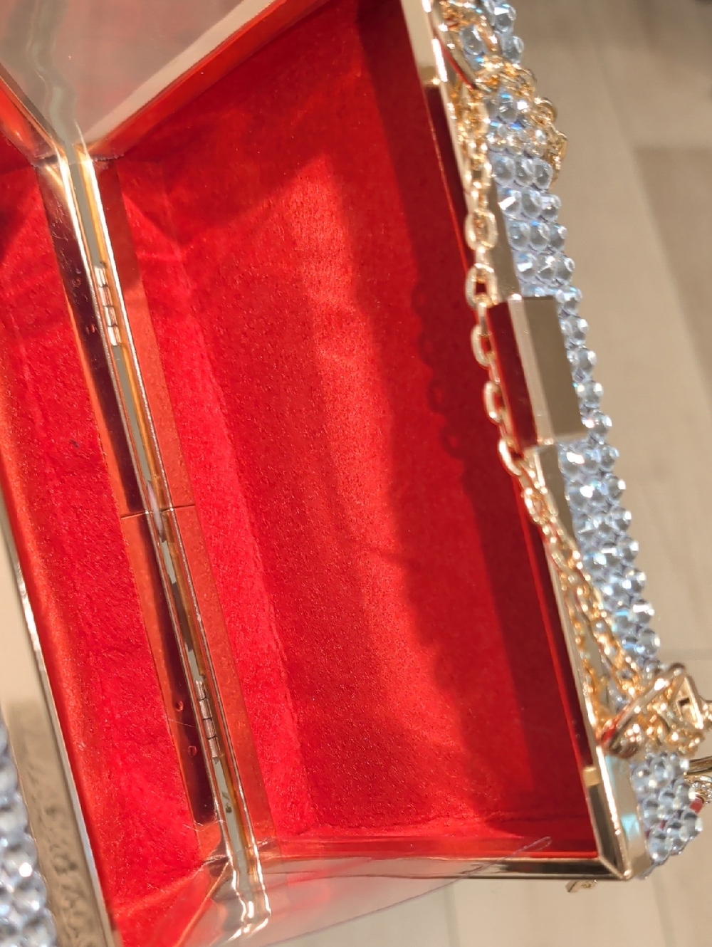 Monogram Crystal-Trim Box Clutch with Clear Chain - Picture 12 of 14